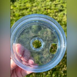 Custom dyed Spring Blue lid with silver glitter! Sealed with a glossy finish 💙